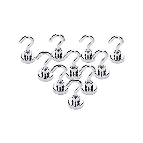 Lot de 10 crochets magnétiques en néodyme N38 ultra-résistants - Capacité de 10 kg, résistants à la corrosion, parfaits pour la maison et l'atelier
