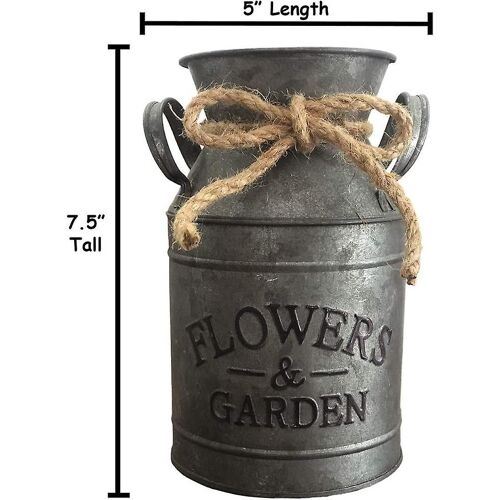 Vase vintage rustique en métal pour centre de table - Support de fleurs décoratif antique pour la maison et le jardin