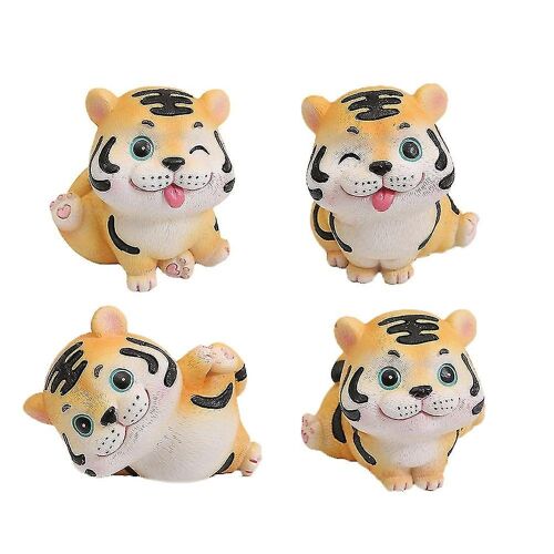 Lot de 4 figurines d'animaux miniatures en verre pour décoration de jardin, statues en résine pour plantes d'intérieur et d'extérieur
