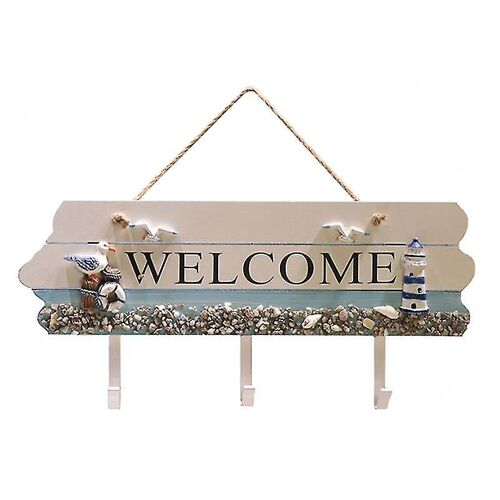 Panneau de bienvenue sur le thème de la plage avec crochet ¿ Décoration côtière en bois pour la maison, la piscine ou le bureau ¿ Style aléatoire