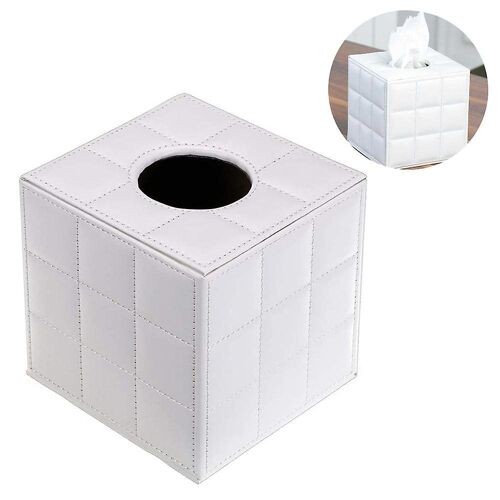 Élégant porte-mouchoirs en cuir synthétique ¿ Noir, 13,5 cm, durable, élégant, facile à nettoyer, idéal pour la maison et le bureau