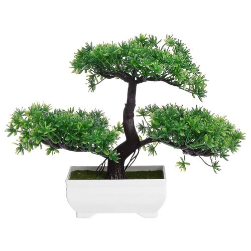 Bonsaï artificiel réaliste ¿ Décoration en pot vert luxuriant pour la maison, le bureau, faible entretien, cadeau parfait