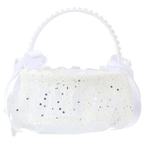 Élégant panier de demoiselle d'honneur en dentelle blanche pour mariages - Parfait pour les pétales, la décoration et les occasions spéciales