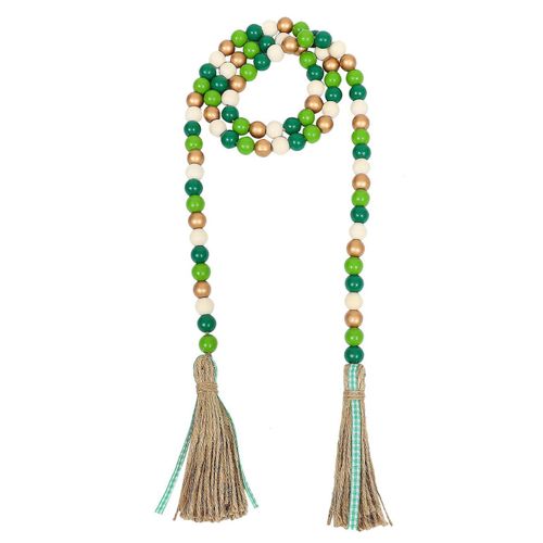Guirlande de perles en bois pour la Saint-Patrick ¿ Décoration de ferme écologique avec pompon en jute et couleurs vives