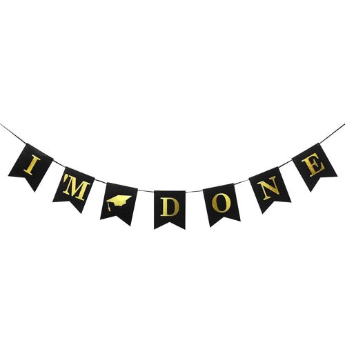 Bannière de remise de diplôme « J'ai terminé » ¿ Décoration en papier de qualité supérieure pour fêtes et célébrations de remise de diplômes ¿ Décoration d'accessoires photo