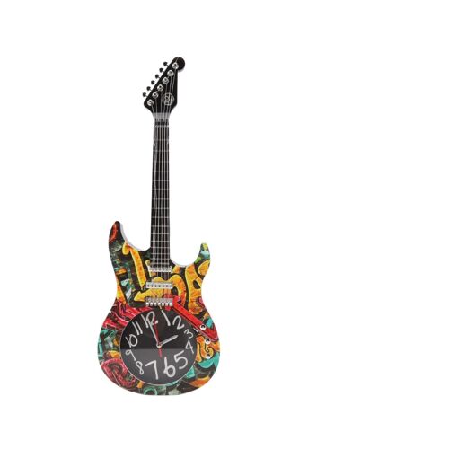 Horloge murale unique en forme de guitare ¿ Décoration précise pour les amateurs de musique, idéale pour les studios et les maisons