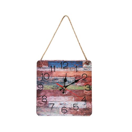 Horloge murale carrée silencieuse et élégante, style rétro industriel, idéale pour la décoration intérieure et commerciale, facile à lire et à installer.