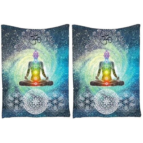 Lot de 2 tapisseries colorées représentant un Bouddha bohème ¿ Décoration murale polyvalente en polyester pour la maison, la plage et l'extérieur