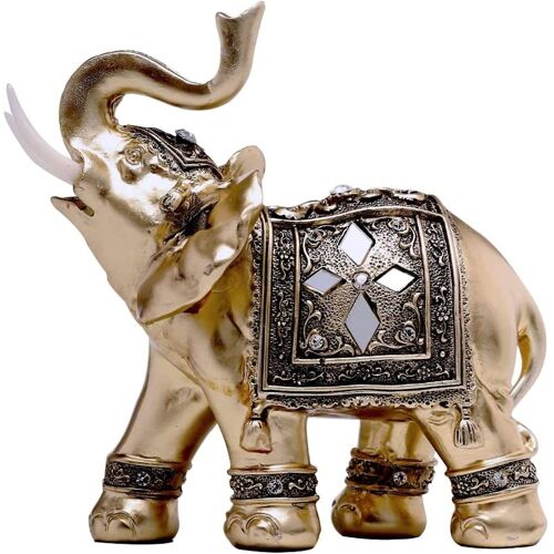 Statue d'éléphant élégante pour la décoration intérieure - Résine durable, symbole de chance et de force, idée cadeau parfaite