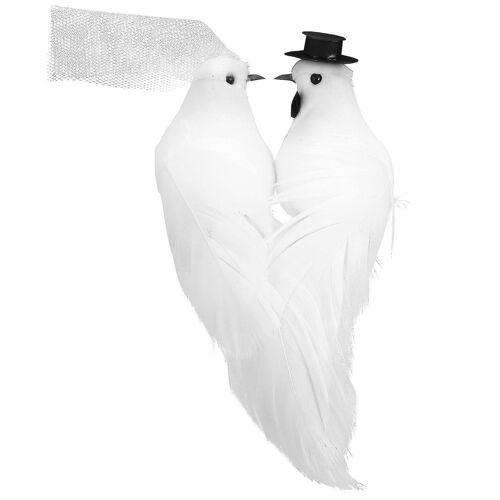 Modèles réalistes de colombes blanches ¿ 1 paire d'oiseaux artificiels en mousse et plumes pour décoration de mariage et accessoires photo