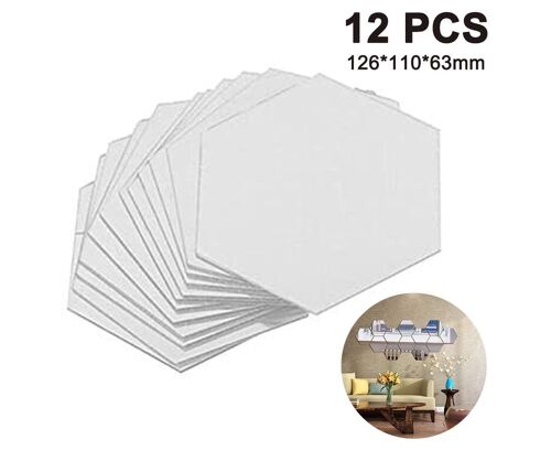 Lot de 12 autocollants muraux hexagonaux amovibles en acrylique pour miroirs - Stickers muraux élégants pour la décoration intérieure