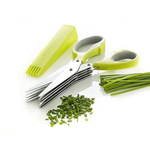 Ciseaux À Herbes Ciseaux De Cuisine Polyvalents, 5 Lames Et Couvercle En Acier Inoxydable Goodnice