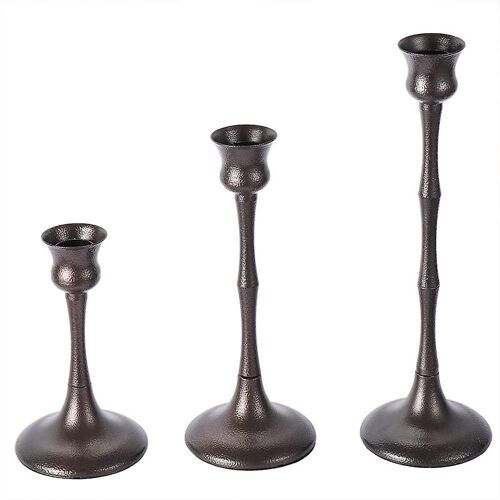 Lot de 3 bougeoirs élégants noir mat ¿ Bougeoirs coniques d'inspiration vintage pour la décoration intérieure et les événements