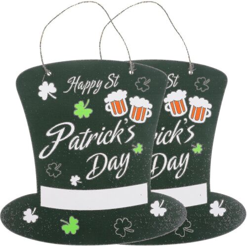 Lot de 2 panneaux de bienvenue en bois pour la Saint-Patrick ¿ Décorations murales durables en forme de chapeau pour décorations et cadeaux festifs
