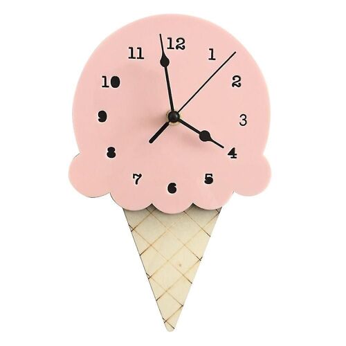 Horloge murale fantaisie en forme de glace pour enfants ¿ Silencieuse, sans tic-tac, design nordique ¿ Décoration et cadeau parfaits pour la chambre d'enfant