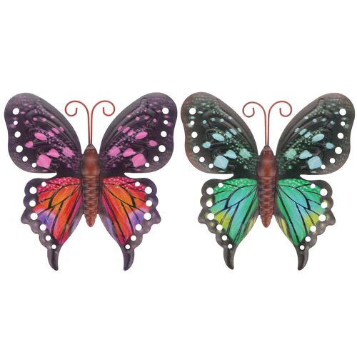 Lot de 2 papillons décoratifs muraux en fer aux couleurs vives ¿ Décorations à suspendre chics pour toutes les pièces