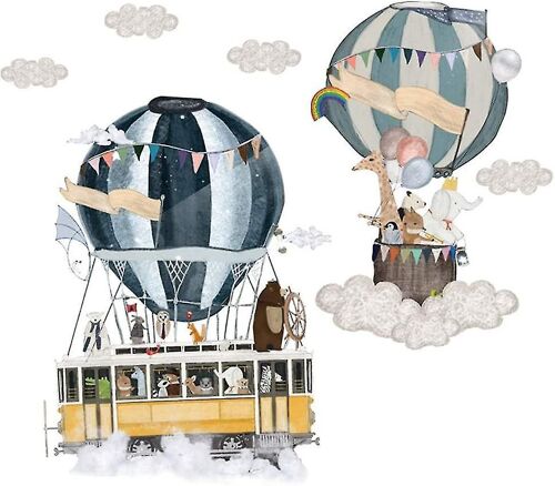 Autocollants muraux adorables en forme de ballons animaux - Autocollants de plantes tropicales à décoller et coller pour la décoration de la chambre d'enfant et du salon