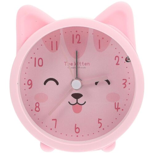 Charmant réveil à oreilles de chaton rose ¿ Décoration de bureau élégante et horloge fonctionnelle pour la maison ou le bureau