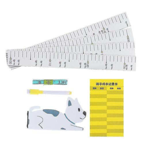 Autocollant mural coloré pour mesurer la taille d'un chien de dessin animé pour enfants - Autocollant amovible pour un suivi amusant