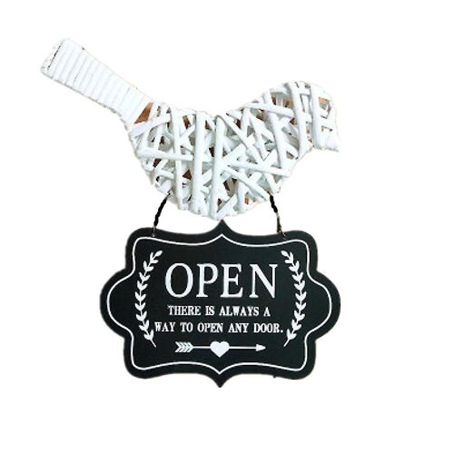 Panneau en bois durable double face ouvert/fermé - Panneau de porte décoratif à suspendre pour magasins, cafés et restaurants