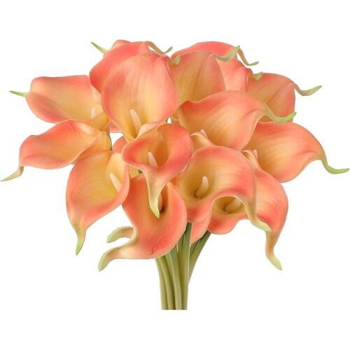 Bouquet de 20 lys calla artificiels réalistes ¿ Décoration d'intérieur haut de gamme, sans entretien, idéal pour les mariages et événements