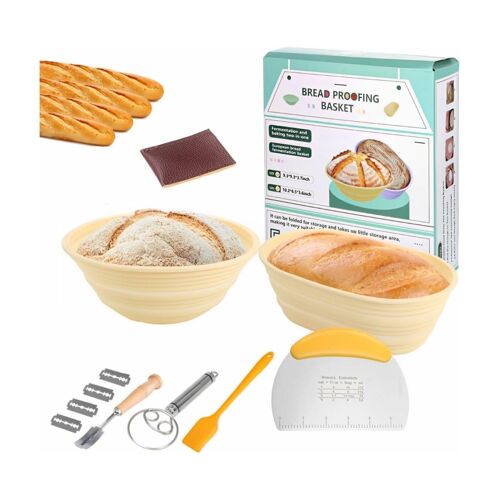 Lot De 2 Paniers À Pain En Silicone ¿ 23 Cm Ronds Et 25 Cm Ovales Pour Levain, Faciles À Nettoyer, Antiadhésifs, Lavables Au Lave-Vaisselle