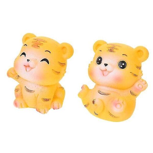 Lot de 2 décorations de tigre en résine de qualité supérieure ¿ Décoration de bureau élégante et cadeau pour la maison, la voiture ou le magasin ¿ Durables et légères
