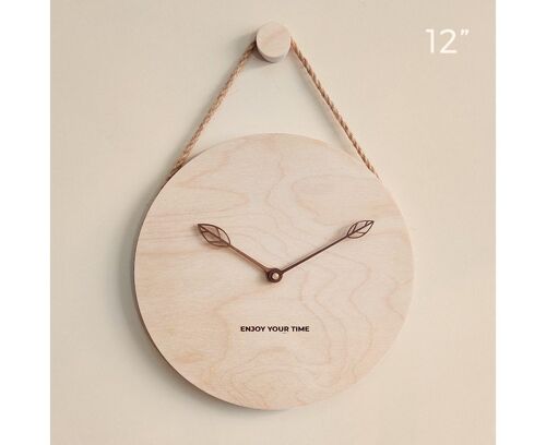Horloge murale pivotante nordique en bois ¿ Design minimaliste avec pointeur et affichage numérique pour usage domestique et commercial