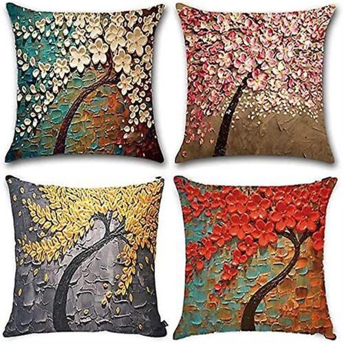 Lot De 4 Housses De Coussin Décoratives Style Ferme 45 X 45 Cm - Douces, Durables Et Faciles D'entretien Pour La Décoration Intérieure