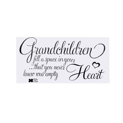 Sticker mural « Petits-enfants : citations sur le coeur vide » ¿ Autocollant en PVC noir élégant pour la décoration intérieure, 60 x 31,2 cm