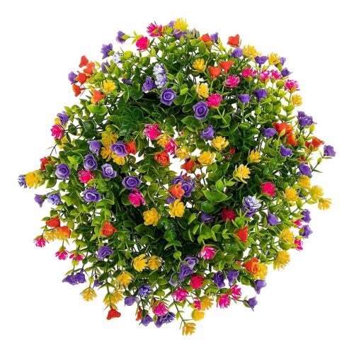 Couronne de fleurs artificielles ¿ Décoration florale durable et réaliste pour portes, murs et fenêtres ¿ 35 cm