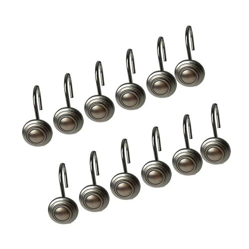 12 crochets de rideau de douche en alliage d'aluminium durables - Élégants, antirouille, faciles à installer pour la salle de bain et la cuisine