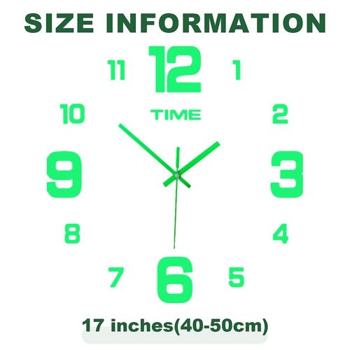 Horloge murale lumineuse 3D moderne à faire soi-même - Surface miroir, 43 cm, fonctionne avec des piles, décoration élégante pour la maison et le bureau