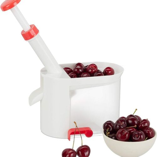 Dénoyauteur De Cerises Relaxdays, Avec Base Ventouse, Récipient Collecteur, Plastique, Goodnice