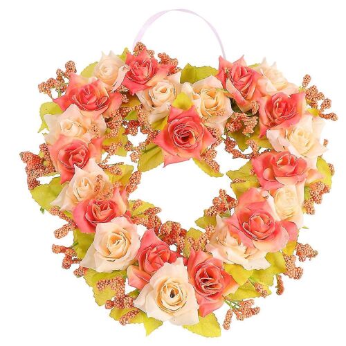 Couronne de fleurs artificielles en forme de coeur rouge vif ¿ Décoration murale pour mariages, fêtes et décoration intérieure