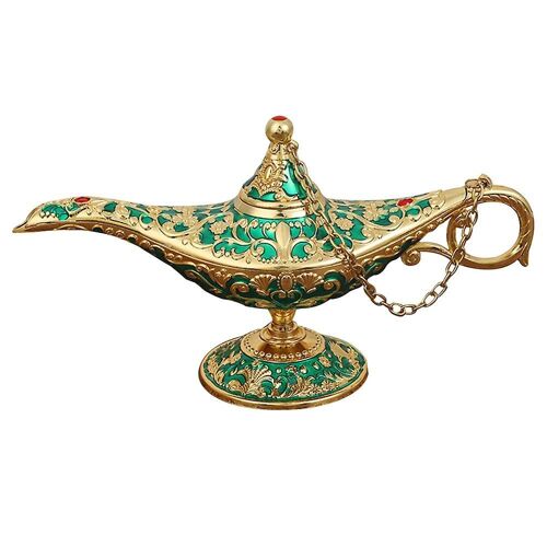 Lampe Génie Magique d'Aladdin - Lampe décorative en alliage de zinc, gravures complexes, idéale pour les fêtes et les cadeaux