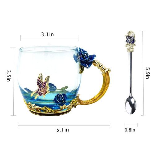 Tasse À Café Et À Thé, Tasse En Verre Avec Papillon Rose 3d, Cadeau De Mariage Goodnice