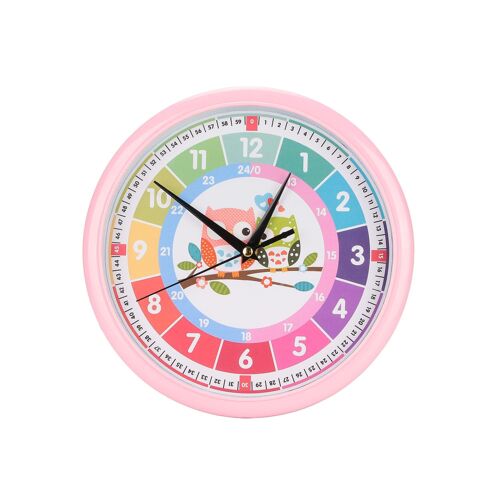 Horloge murale colorée à quartz pour enfants - Horloge éducative et pédagogique - Installation facile et sécurisée