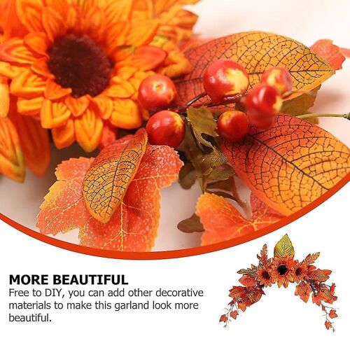 Couronne d'automne artificielle pour porte d'entrée - Guirlande de Thanksgiving, décoration en soie et bois, guirlande murale polyvalente, 45 x 30 cm