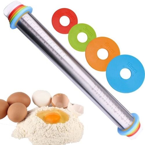 Rouleau À Pâtisserie En Acier Inoxydable, Rouleau À Pâtisserie Réglable En Épaisseur Réglable Avec Goodnice