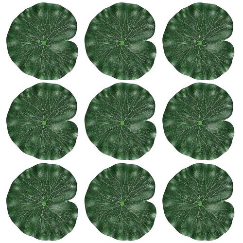 Feuilles de lotus artificielles réalistes pour bassins à poissons, aquariums et décoration intérieure ¿ Lot de 10 par Tinksky, coussinets verts EVA de 18 cm