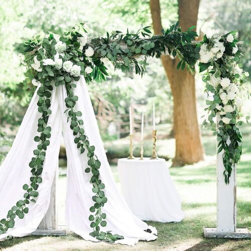 Guirlande d'eucalyptus artificiel élégante - Feuilles artificielles faites à la main pour une décoration polyvalente et des créations florales - Design écologique