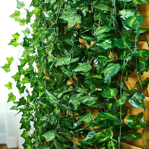 Guirlande de lierre artificiel, lot de 24 ¿ Feuillage en soie réaliste pour la maison, le jardin, les mariages et les fêtes