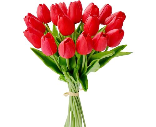 Lot de 20 tulipes artificielles en soie ¿ 33 cm ¿ Décoration vibrante pour la maison, les mariages et les événements ¿ Hypoallergénique