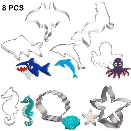 Emporte-Pièce En Costume De Créature Marine En Acier Inoxydable, Paquet De 8 Goodnice