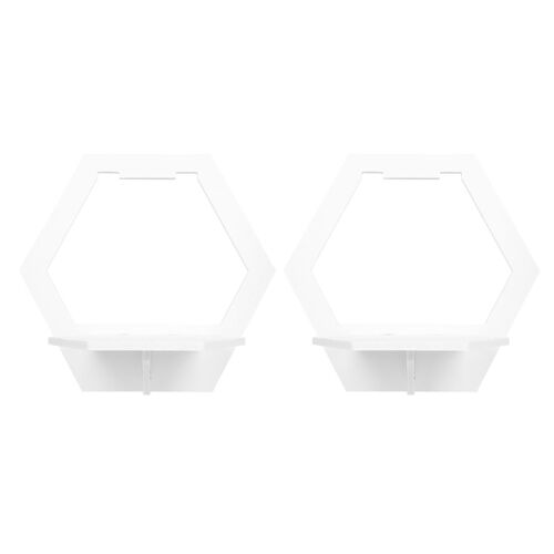 Lot de 2 étagères de rangement murales hexagonales en bois blanc pour pots de fleurs et décoration intérieure - Élégantes et peu encombrantes