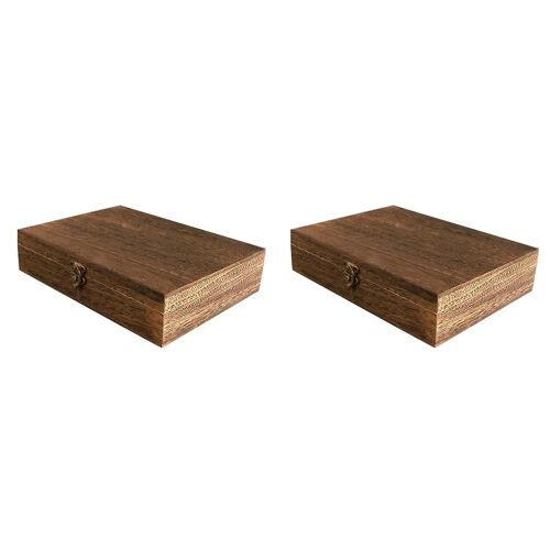 Lot de 2 boîtes de rangement en bois marron avec serrure ¿ Résistantes à la poussière, polyvalentes pour bijoux et présentoirs, charme rustique