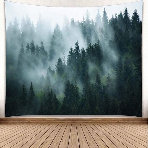 Tapisserie Forêt Verte Brumeuse ¿ Décoration Murale Nature Pour Chambre, Impression Hd, 150 X 130 Cm, Entretien Facile, Idée Cadeau Parfaite