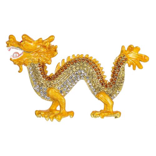 Élégante statue de dragon en alliage doré et strass ¿ Décoration de bureau compacte pour la maison ou le bureau