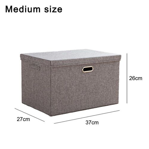 Bacs de rangement pliables en lin avec couvercle : organiseurs durables et peu encombrants pour vêtements, jouets et plus encore.